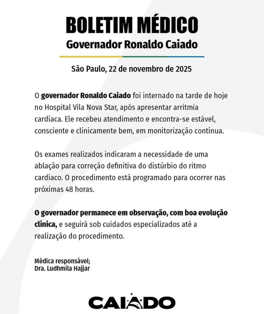 caiado-enternado-862x1024 Governador de Goiás, Ronaldo Caiado, é internado em São Paulo com arritmia e deve passar por procedimento cardíaco nos próximos dias