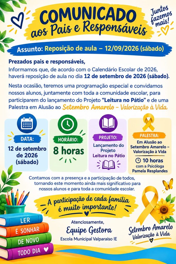 247726-683x1024 Escola Municipal I-E promove palestra sobre Setembro Amarelo para pais e alunos neste sábado em Valparaíso